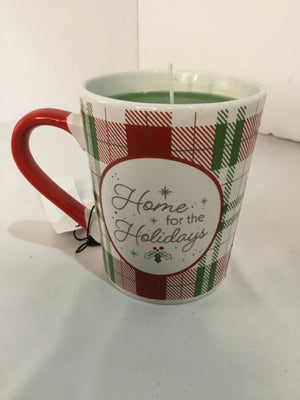 Christmas Red/Green Ceramic Mug Candle Holiday Item