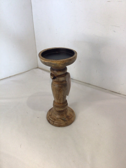 Brown Wood Pillar Candle Holder