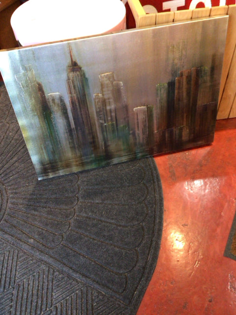 Metallic City Scape Stretch Canvas Art
