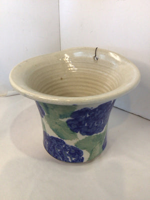 Wall Pocket Blue/Green Ceramic Floral Planter