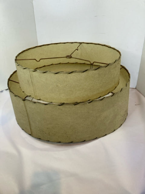 1950's Tan/Black Fiberglass Tiered Lamp Shade