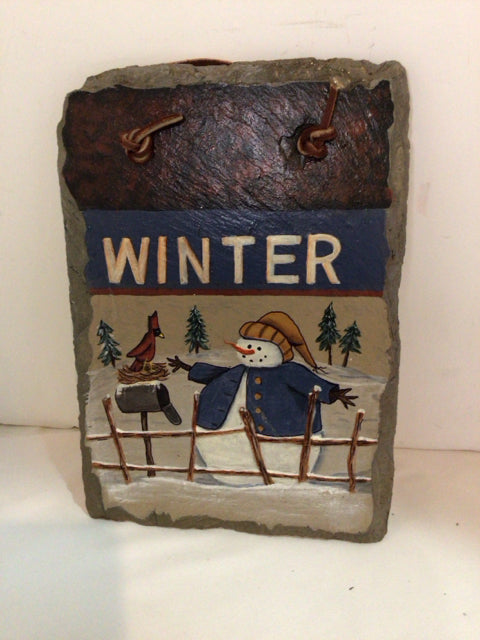 Winter Gray/Red Slate Snowman Sign