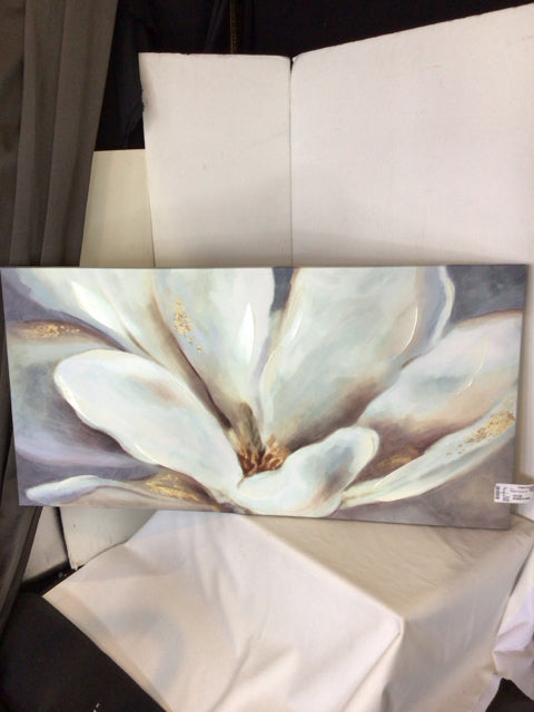 White/Brown Floral Stretch Canvas Art