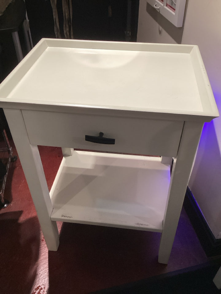 Pottery Barn Drawer Wood Night Stand White Table
