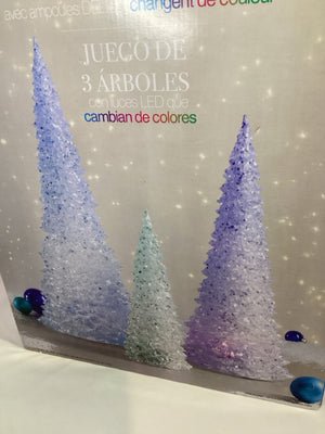 Set of 3 Multi-Color Trees Battery Holiday Item