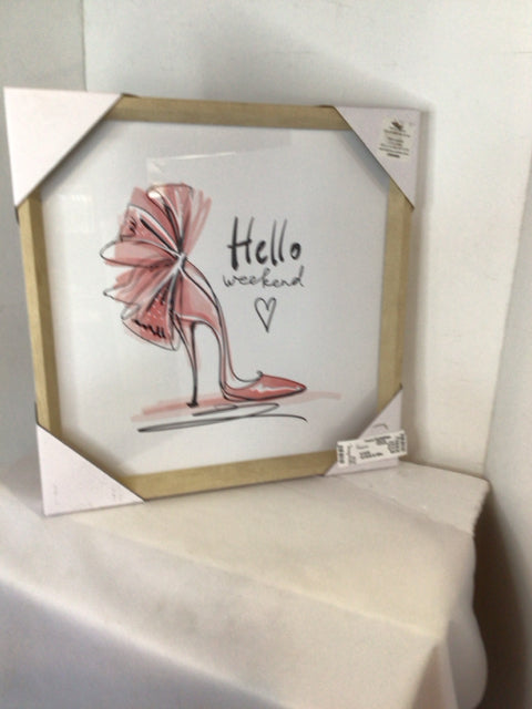 Pink/white Shoe Framed Art