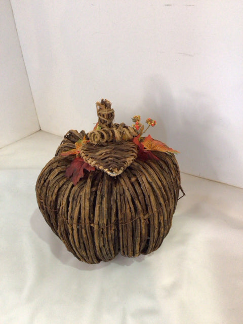 Fall Brown/Orange Wicker Pumpkin Holiday Item