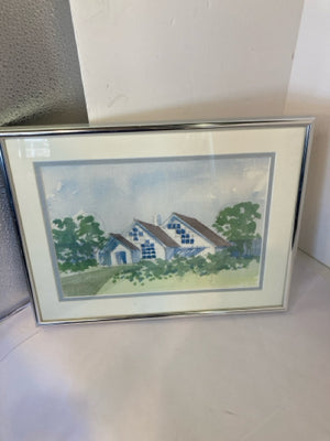 Print Green/White House Framed Art