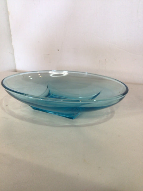 Vintage Blue Glass Oval Bowl