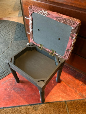 Brown/Pink Upholstered Seat FootStool/Ottoman