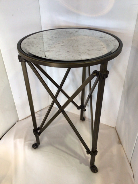 Side Metal Mirrored Greige Table