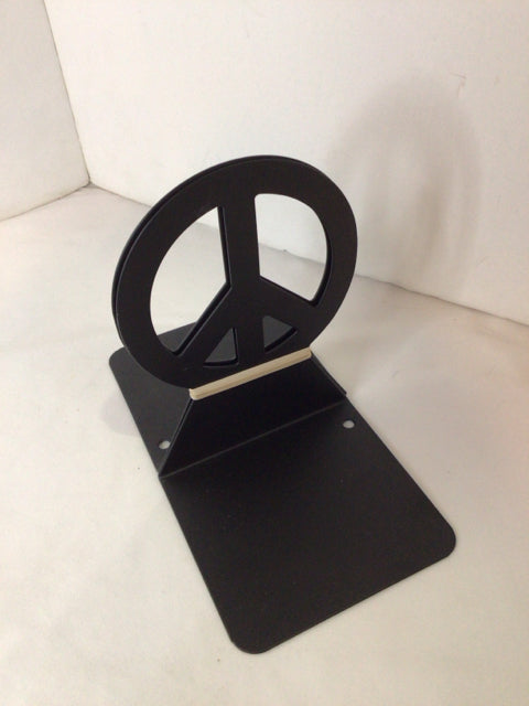 Pair Black Metal Peace Book Ends