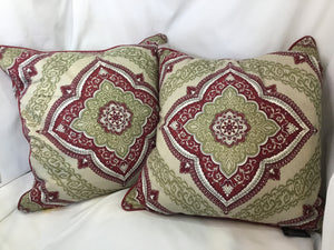 Envogue Pair Tan/Red Down Pillow Set