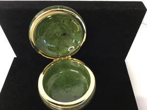 Round Green Alabaster Carved Trinket Box