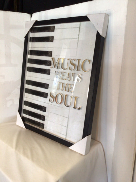 Black/White Piano Framed Art