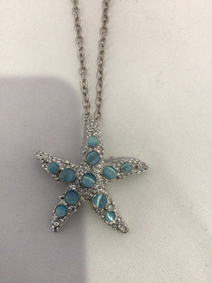 Silver/Aqua Star Necklace