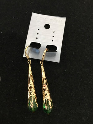 Green/Gold Teardrop Earrings