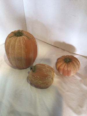 Fall Orange Terracotta Pumpkin Set of 3 Holiday Item
