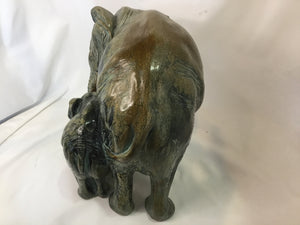 Brown/Green Enamel Ware Elephant Figurine