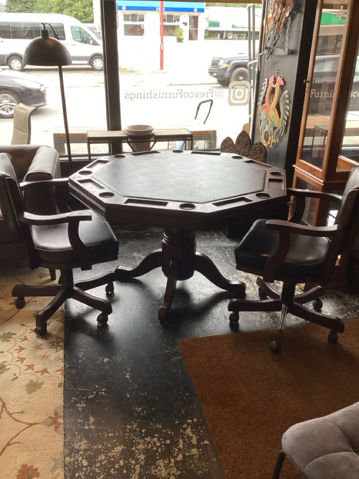 Furniture of America Game Wood Octagon 2 Chairs Brown/black Table & Chairs