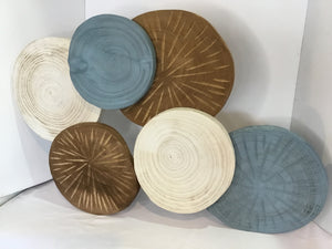 Wood Circles Blue/Brown Wall Decoration Art