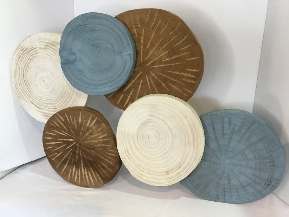 Wood Circles Blue/Brown Wall Decoration Art