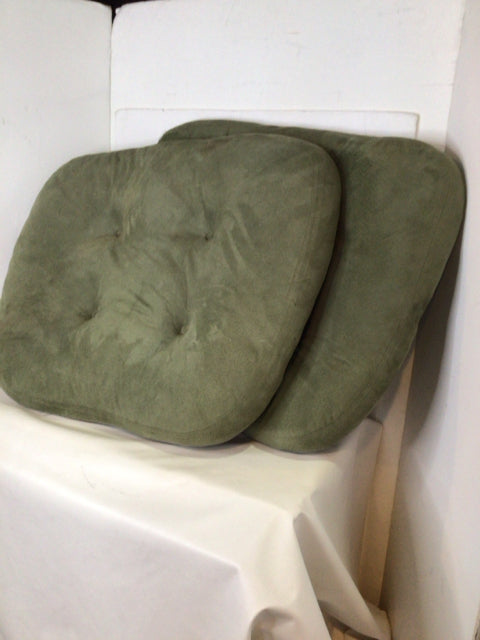 Pair Sage Suede Chair Tufted Cushion