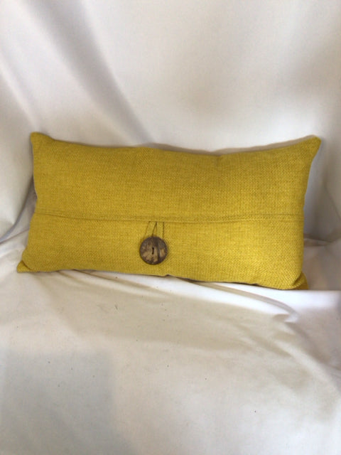 Down Mustard Polyester Button Pillow