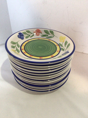 PIER 1 White/Multi Stoneware Floral Plate Set