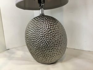 Silver Hammered Metal Lamp