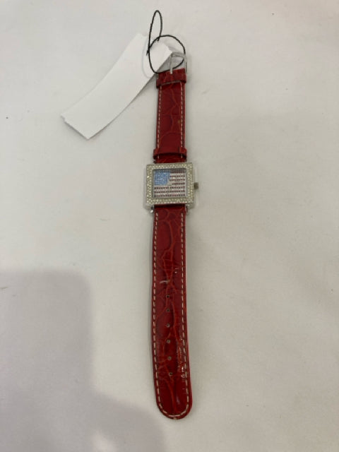 Red/Black Rhinestone Flag Watch