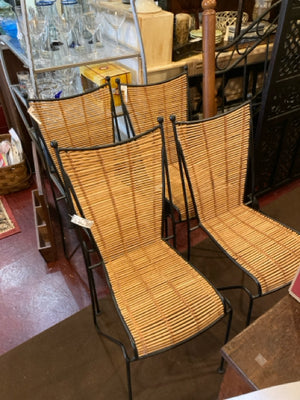 Set of 4 Metal Armless Tan/Black Chair Set