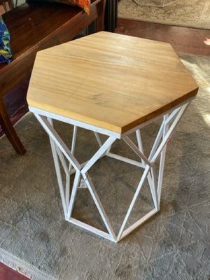 Side Metal/Wood White/Tan Table