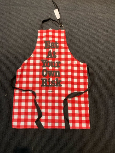 Red/white Polyester Checkerboard Words Apron