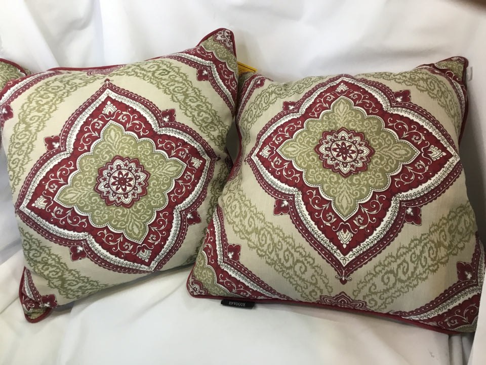 Envogue Pair Tan/Red Down Pillow Set