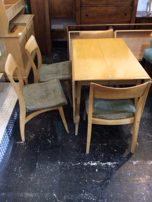 Heywood Wakefield Drop Leaf 4 Chairs Blonde Table & Chairs