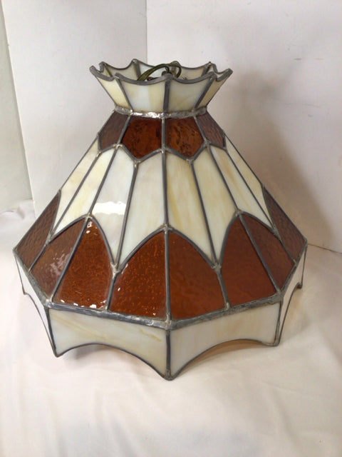 Tiffany Style Stained Glass Brown/Cream Light Fixture