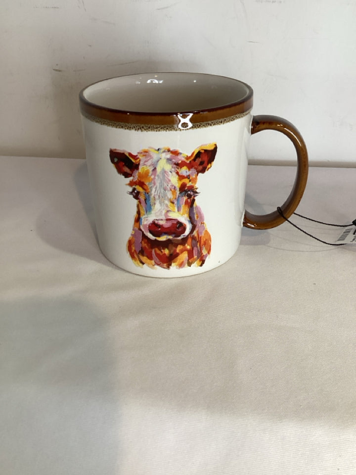 White/Multi Ceramic Cow Mug