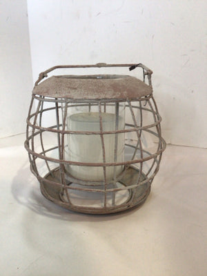 Rustic Cream/Tan Metal Candle Holder