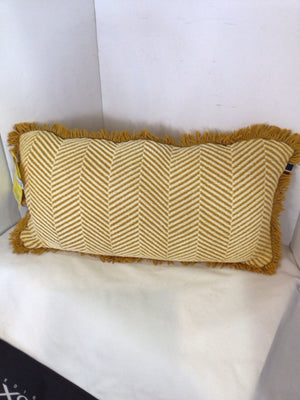 Yellow/White Herringbone Fringe Pillow