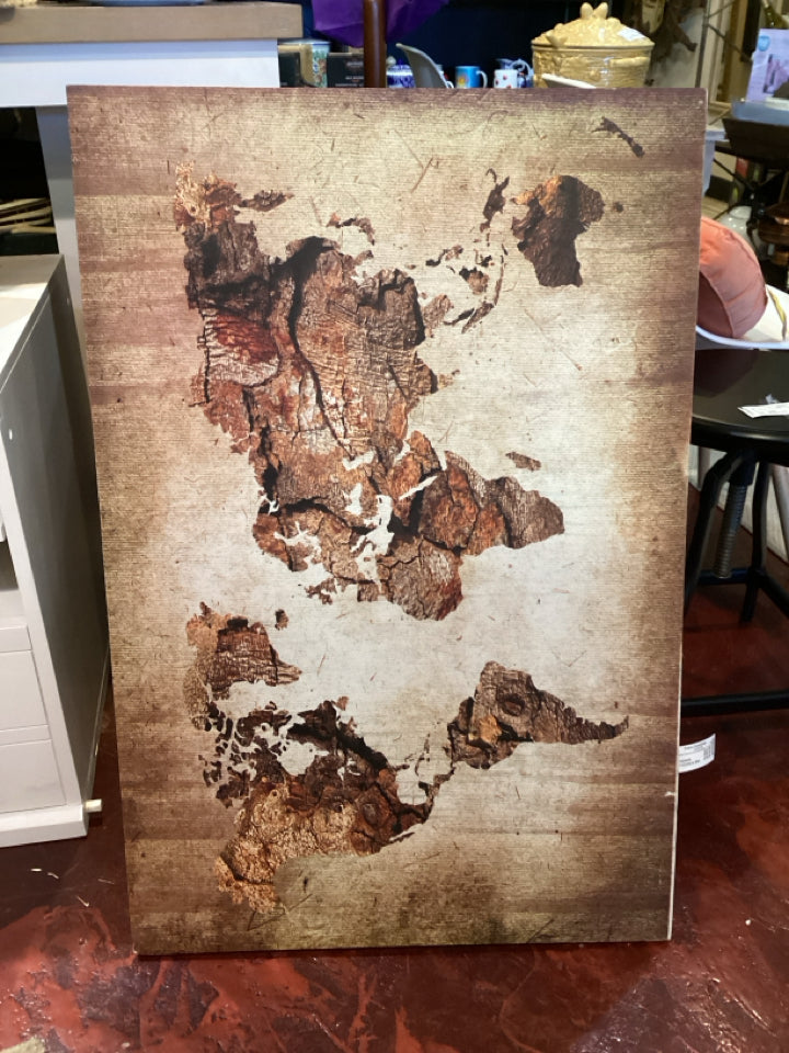 Brown/White Canvas Map Stretch Canvas Art