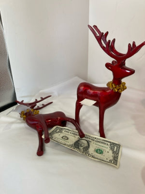 Table Top Metallic Metal Reindeer Pair Holiday Item