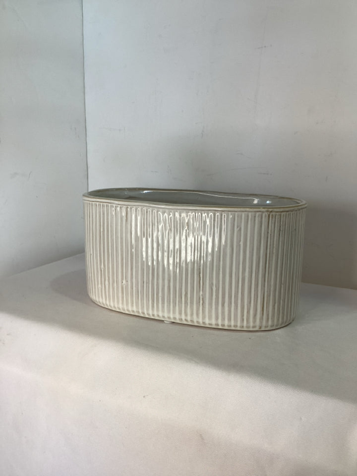 Cream Ceramic Oval Planter
