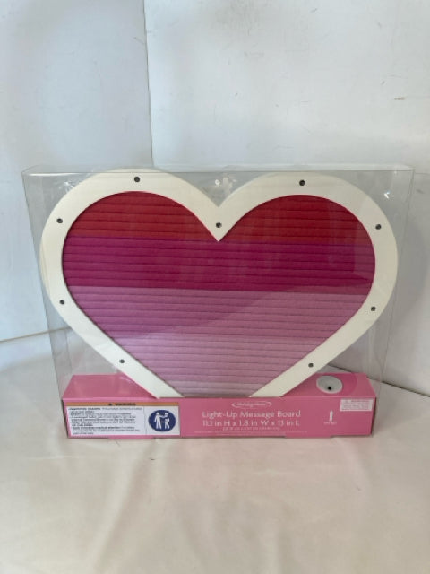 Valentine's Pink/white Wood Heart Light up Message Board