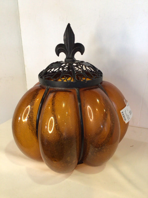 Orange Glass Pumpkin Jar