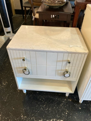 Wood 3 Drawers Marble Top White Dresser & Night Stands