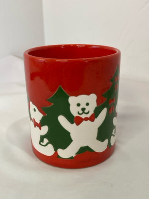 Waechtersbach Vintage Red/Green Ceramic Mug Teddy Bears Holiday Item