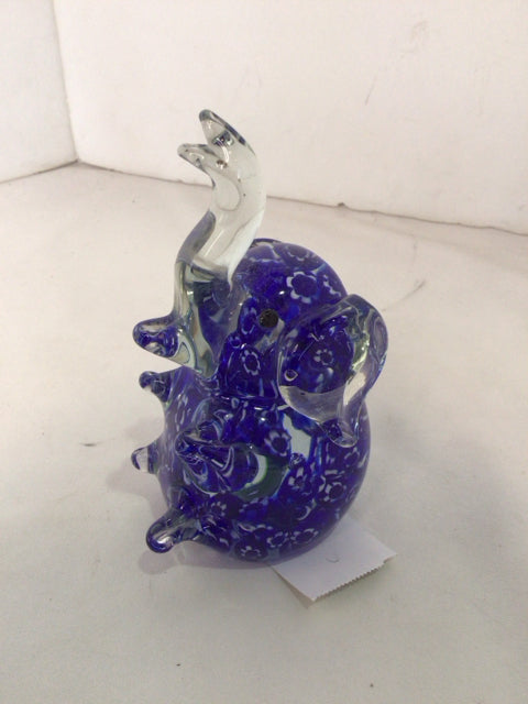 Blue Glass Elephant Figurine