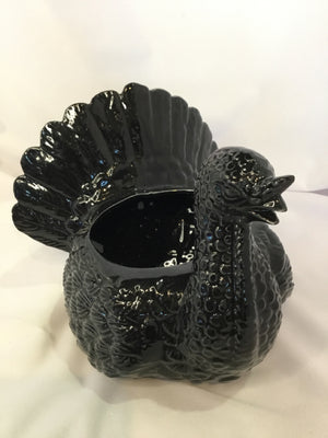 Black Ceramic Turkey Planter