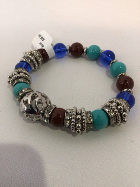 Blue/Multi Beaded Semi Precious Bracelet
